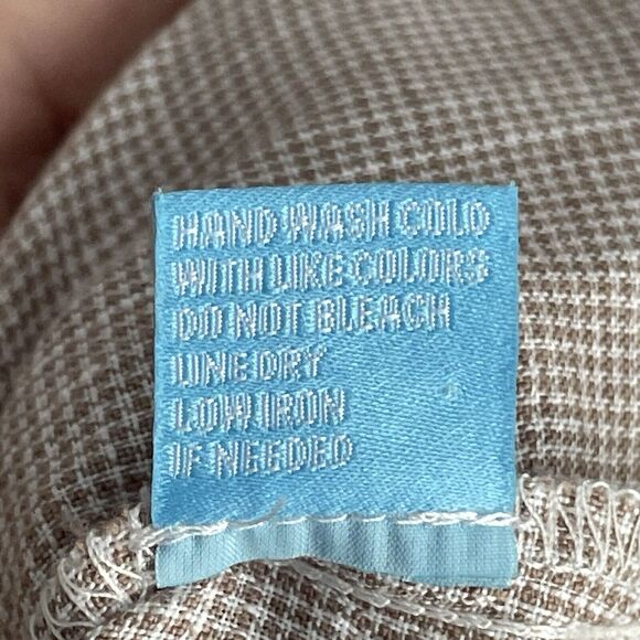 J McLaughlin Theodora Top 100% Linen Medium Tan Houndstooth Sleeveless Preppy - Picture 12 of 15